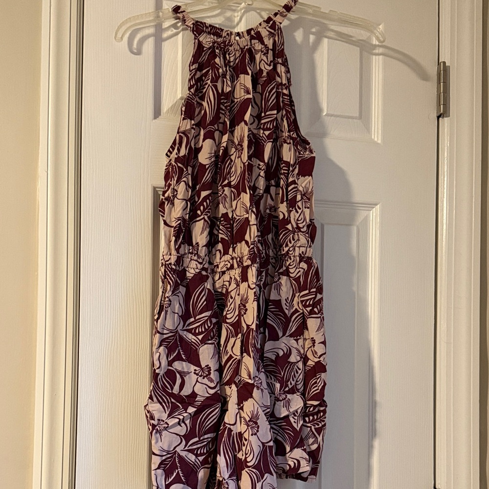 GAP Burgundy and Cream Floral Jumpsuit